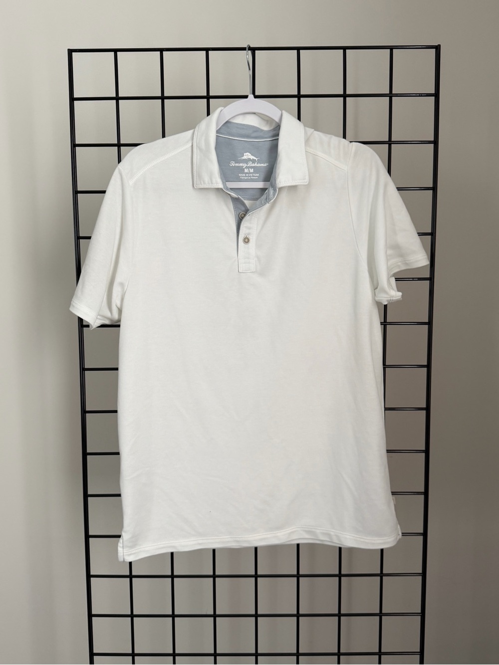 Tommy Bahama Cream Short-Sleeve Polo with Contrast Trim